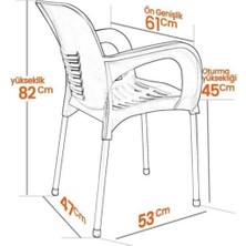 Nar Sokağı 6 Adet Metal Ayaklı Plastik Sandalye Koltuk Krem