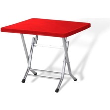 Nar Sokağı 80X80 Metal Ayaklı Katlanabilir Bahçe Balkon Masası Kırmızı