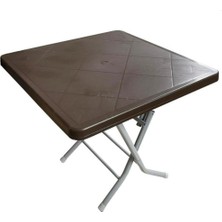 Nar Sokağı 80X80 Metal Ayaklı Katlanabilir Bahçe Balkon Masası Kahve