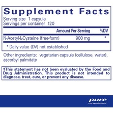 Pure Encapsulations Nac N-Acetyl Cystine 900 mg 120 Kapsül