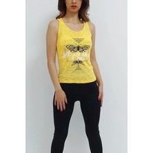 BAV Butik Ayvitrin Kadın Atlet Baskılı Sarı