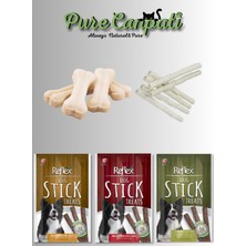 Purecanpati Köpek Beyaz Pres Kemik,burgu Beyaz Stick,stick(Kuzu,dana,ördek) Ödül Seti