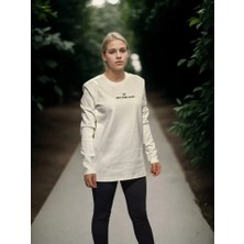 Stock Mount Unisex Bisiklet Yaka Uzun Kollu T-Shirt - Beyaz