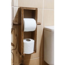 Wooden City Woden City Yapışkanlı Ahşap Tuvalet Kağıtlığı Wc Kağıt Tutucu Yapışkanlı Banyo Wc Kağıtlık