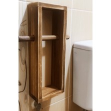 Wooden City Woden City Yapışkanlı Ahşap Tuvalet Kağıtlığı Wc Kağıt Tutucu Yapışkanlı Banyo Wc Kağıtlık