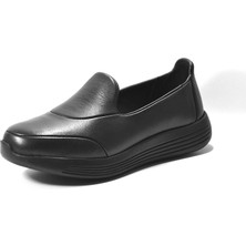 Onlo Ayakkabı FRX-1000ZN Hakiki Deri Siyah Ortopedik Kadın Ayakkabı