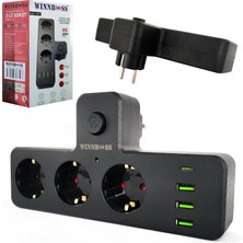 Winnboss Güvenli Enerji Kullanımı: Akım Korumalı Anahtarlı Priz 10A 2500W Üçlü Anahtarlı Priz 3xusb 1xtype-C