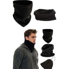 Toptan Bulurum Polar Termal Kar Maskesi ve Ipli Boyunluk Bere Siyah Set