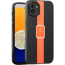 Seashell Digital Samsung Galaxy A03 Kadem (164.2 x 75.9 x 9.1mm) Deri Kaplamalı Tpu+Akrilik Turun Telefon Kılıfı (Yurt Dışından)