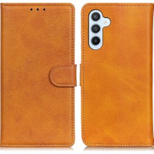 Seashell Digital Samsung Galaxy S24 Için+ Cowhide Doku Pu Deri Kabuk Kahverengi Telefon Kılıfı (Yurt Dışından)