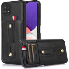 Seashell Digital Samsung Galaxy A22 5g (Ab rsiyonu) Arka Card Tutucu Retro Pu Deri Kaplamalı Tpu Black Telefon Kılıfı (Yurt Dışından)