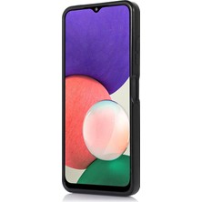 Seashell Digital Samsung Galaxy A22 5g (Ab rsiyonu) Arka Card Tutucu Retro Pu Deri Kaplamalı Tpu Black Telefon Kılıfı (Yurt Dışından)