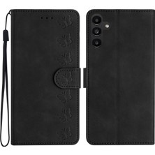 Seashell Digital Samsung Galaxy A25 5g Tpu+Pu Deri Baskılı Kelebek Flip Shell Black Telefon Kılıfı (Yurt Dışından)