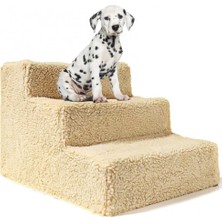 Longbangdian Shop Beyaz Stil Orta Boy Taşıması Kolay Küçük Pet Kediler Köpekler 3 Adım Merdiven Rampası Kanepe Kaymaz Tırmanma Merdiveni Kapaklı Üç Katmanlı Mini Slide (Yurt Dışından)