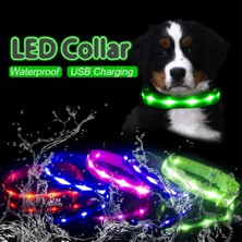 Longbangdian Shop Mor Tarzı L Boyun 49-70CM Ipx7 Su Geçirmez LED Köpek Yaka Köpekler Için Noel USB Şarj Yaka Köpek Yavruları Anti-Kayıp Kurşun Pet Ürünleri Köpek Aksesuarları (Yurt Dışından)