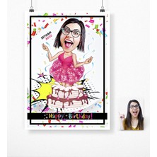 BK Kişiye Özel Doğum Günü Karikatür Afiş Poster (50 x 70 Cm.) 3