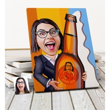 BK Kişiye Özel Bira Tasarımlı Karikatür Kanvas Tablo (50 x 70 Cm.) 2