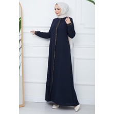 Hafsa Mina Gizem Taşlı Ferace Lacivert HM2358