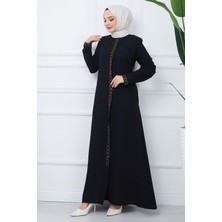 Hafsa Mina Gizem Taşlı Ferace Siyah HM2358