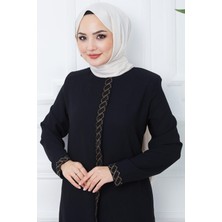 Hafsa Mina Gizem Taşlı Ferace Siyah HM2358