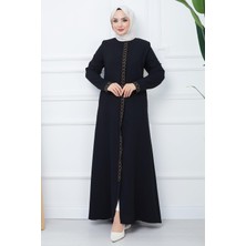 Hafsa Mina Gizem Taşlı Ferace Siyah HM2358