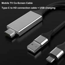 Chihiro586 - 9278 Type-C - HDMI Uyumlu Adaptör Kablosu 4K 30Hz Yüksek Çözünürlüklü Kablo Aynı Ekran Kablosu USB Şarj Kablosu Beyaz (Yurt Dışından)