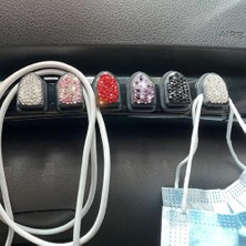 Cdwishbest Pembe Kullanışlı Mini Askı Uzun Ömürlü Geniş Uygulama Yapay Elmas Gömülü Kablo Düzenleyici Araba Kancası Araba Kancası Yapışkan Kanca (Yurt Dışından)