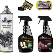 Caraks Susuz Motor Temizleyici +Döşeme Temizleyici + Hızlı Cila + 2AD Göğüs Parlatıcı +Sünger Ebrayn-6parça