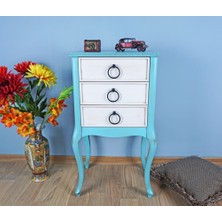 Masifart Daisy Komodin Turquaz Eskitme Çekmeceli Telefonluk