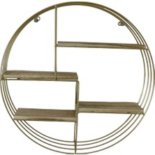 T. Concept Dekoratif Zarif Metal Yuvarlak Duvar Rafı Gold