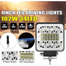 Benagee 102W 10-30V 4 Inç 34LED Çalışma Lambası Çubuğu Araba Suv Off Road Spot Sürüş Sis Lambası Ampulü 39800LM 6000K Araba Kamyon Suv Için (Yurt Dışından)