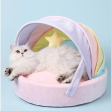 Shanhua Shop Bir Stil Gökkuşağı Kedi Yatağı Yumuşak Pet Uyku Pedi Derin Uyku Kedi Yuvası Köpek Yatağı Rahat ve Nefes Alabilir Köpek Evi Yıldız Oyuncak (Yurt Dışından)