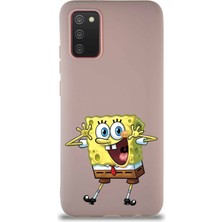 Printify Samsung Galaxy A02S Soft Premier Kapak Sünger Bob Tasarımlı Silikon Kılıf - Pudra