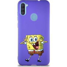 Printify Samsung Galaxy A11 Soft Premier Kapak Sünger Bob Tasarımlı Silikon Kılıf - Mor