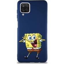 Printify Samsung Galaxy A12 Soft Premier Kapak Sünger Bob Tasarımlı Silikon Kılıf - Lacivert