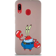 Printify Samsung Galaxy A20 Soft Premier Kapak Bay Yengeç Tasarımlı Silikon Kılıf - Pudra