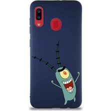 Printify Samsung Galaxy A20 Soft Premier Kapak Plankton Tasarımlı Silikon Kılıf - Lacivert