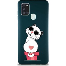 Printify Samsung Galaxy A21S Soft Premier Kapak Coolcat Tasarımlı Silikon Kılıf - Yeşil