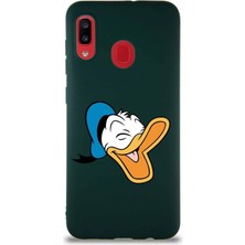 Printify Samsung Galaxy A30 Soft Premier Kapak Donald Duck-E Tasarımlı Silikon Kılıf - Yeşil