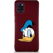 Printify Samsung Galaxy A31 Soft Premier Kapak Donald Duck-B Tasarımlı Silikon Kılıf - Mürdüm