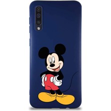Printify Samsung Galaxy A50 Soft Premier Kapak Mickey Mouse-E Tasarımlı Silikon Kılıf - Lacivert