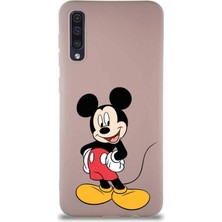 Printify Samsung Galaxy A50 Soft Premier Kapak Mickey Mouse-E Tasarımlı Silikon Kılıf - Pudra