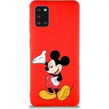 Printify Samsung Galaxy A31 Soft Premier Kapak Mickey Mouse-C Tasarımlı Silikon Kılıf - Kırmızı