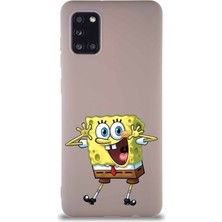 Printify Samsung Galaxy A31 Soft Premier Kapak Sünger Bob Tasarımlı Silikon Kılıf - Pudra