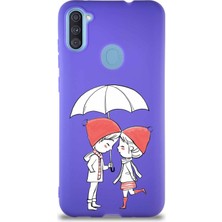 Printify Samsung Galaxy A11 Soft Premier Kapak Aşk Tasarımlı Silikon Kılıf - Mor