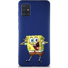 Printify Samsung Galaxy A51 Soft Premier Kapak Sünger Bob Tasarımlı Silikon Kılıf - Lacivert