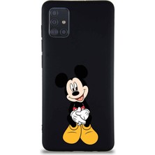 Printify Samsung Galaxy A51 Soft Premier Kapak Mickey Mouse-A Tasarımlı Silikon Kılıf - Siyah