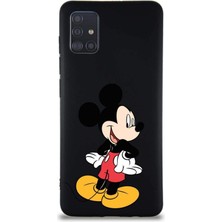 Printify Samsung Galaxy A51 Soft Premier Kapak Mickey Mouse-D Tasarımlı Silikon Kılıf - Siyah