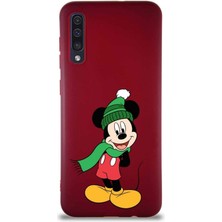 Printify Samsung Galaxy A50 Soft Premier Kapak Mickey Mouse-G Tasarımlı Silikon Kılıf - Mürdüm