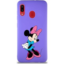 Printify Samsung Galaxy A30 Soft Premier Kapak Minnie Mouse-F Tasarımlı Silikon Kılıf - Mor
